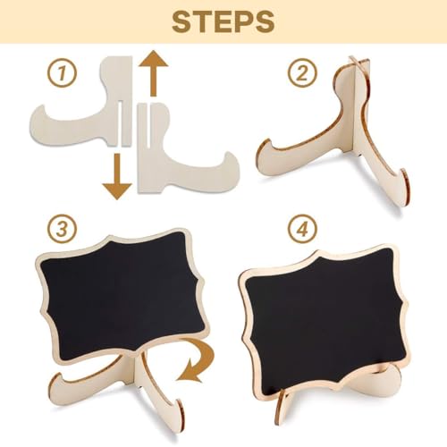 OFIFO® 10Pcs Small Chalkboard Sign with Wooden Stands, 2 Designs, Fancy Wooden Frame Writable Mini Chalkboard Displaying Boards with 10 Replacement Writing Stickers, 10x7.5cm OFIFO® 10Pcs Small Chalkboard Sign with Wooden Stands, 2 Designs, Fancy Wooden Frame Writable Mini Chalkboard Displaying Boards with 10 Replacement Writing Stickers, 10x7.5cm